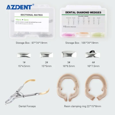 Azdent Dental Секционные контурные матричные ленты из нержавеющей стали, 100 шт. + набор из 2 колец